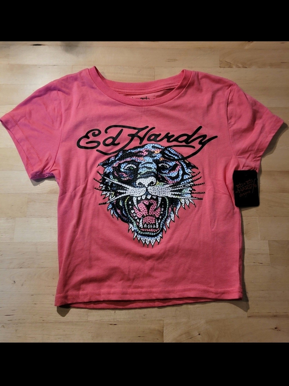 Ed Hardy  Pink Graphic Tiger Tee